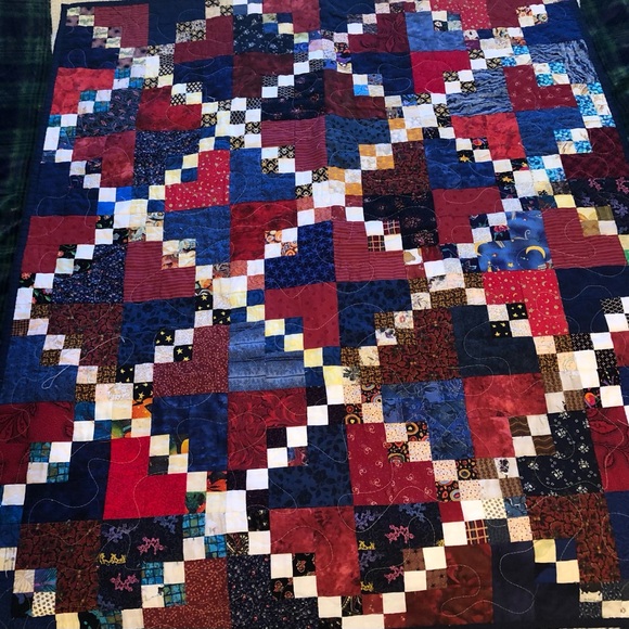 Other - Handmade Patchwork Lap Quilt in Red and Blue